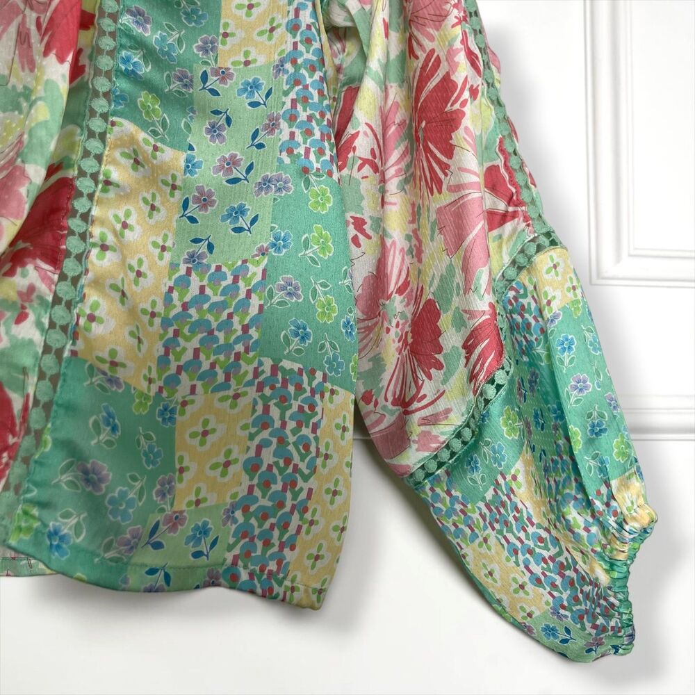 Fate Boho Pastel Patchwork Floral Blouse - Picture 9 of 11